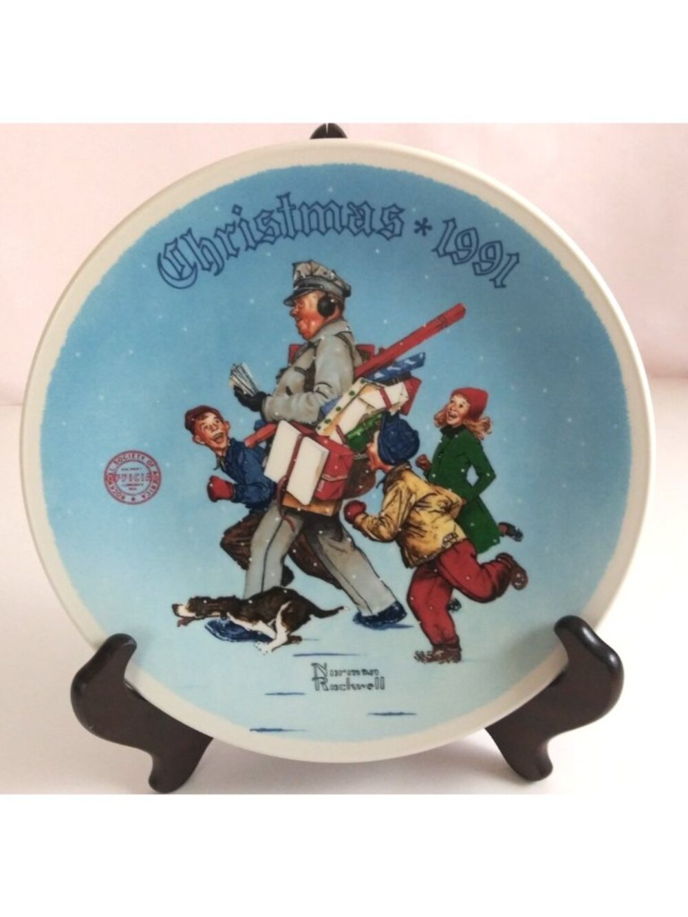1991 Knowles Santa's Helper By Norman Rockwell Limited Edition Plate #6784A